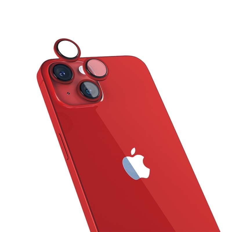 EPICO Hliníkové ochranné sklo na šošovky fotoaparátu pre iPhone 14 / 14 Plus (6,1") 69212151400001 - červená